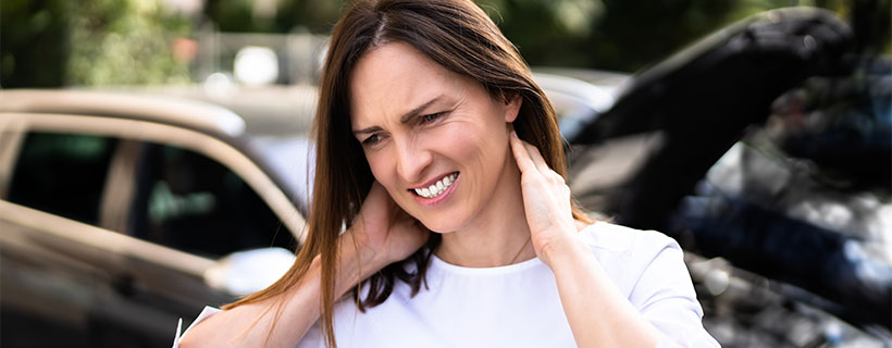 Patient suffering from Whiplash in need of auto accident injury care in Cumming